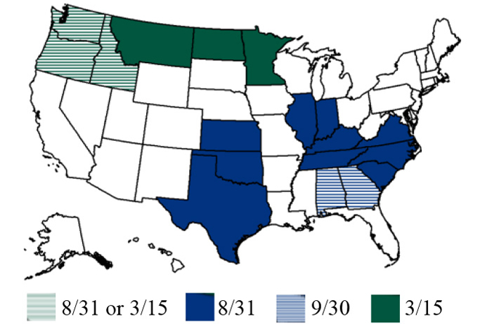 Canola and Rapeseed Sales Closing Date Map